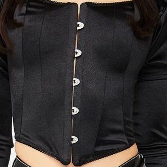 Dolls Kill Poster Grl Texts Corset Top Black Large - Picture 2 of 10